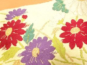 アンティーク　霞に菊楓模様織り出し作り帯